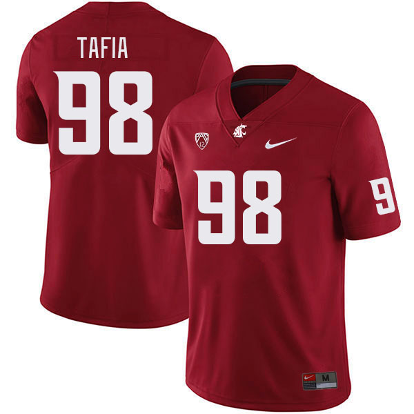 Washington State Cougars #98 Jernias Tafia College Football Jerseys Stitched Sale-Crimson